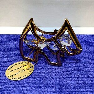 Crystal Delight 24K Gold Plated Terrier Dog Suncatcher Austrian Crystal 1995 VTG
